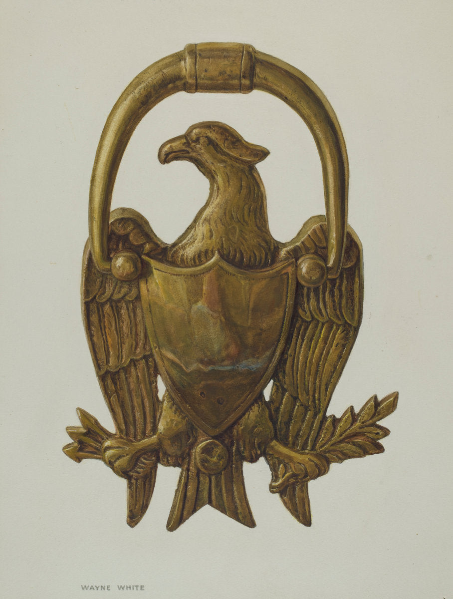 Door Knocker by Wayne White (American, 1890 - 1978), 16X12"(A3)Poster Print