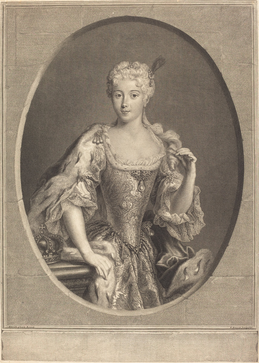 Maria Klementyna Sobieska by Pierre-Imbert Drevet, after Antonio David (French, 1697 - 1739), 16X12"(A3)Poster Print