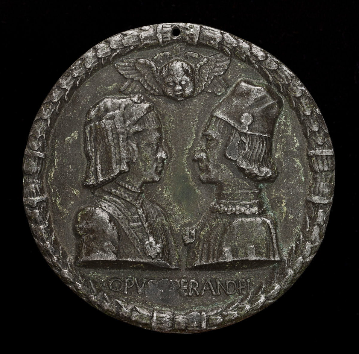 Ercole I d'Este, 1431-1505, Duke of Ferrara, and Eleonora of Aragon, 1450-1493, His Wife 1473 by Sperandio (Mantuan, c. 1425/1428  - c. 1504), 16X12"(A3)Poster Print