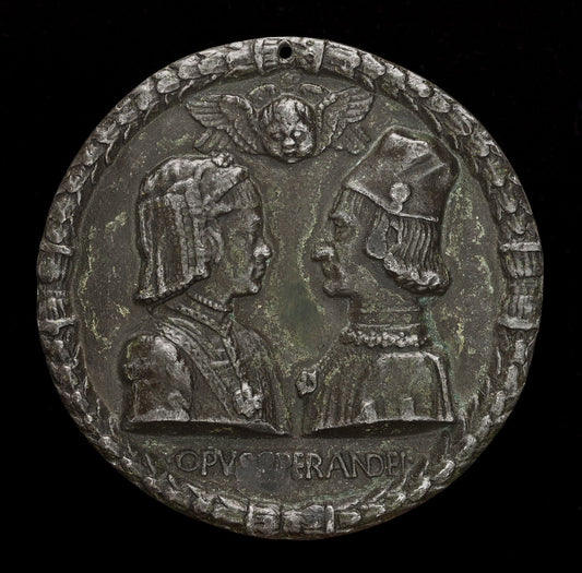 Ercole I d'Este, 1431-1505, Duke of Ferrara, and Eleonora of Aragon, 1450-1493, His Wife 1473 by Sperandio (Mantuan, c. 1425/1428  - c. 1504), 16X12"(A3)Poster Print