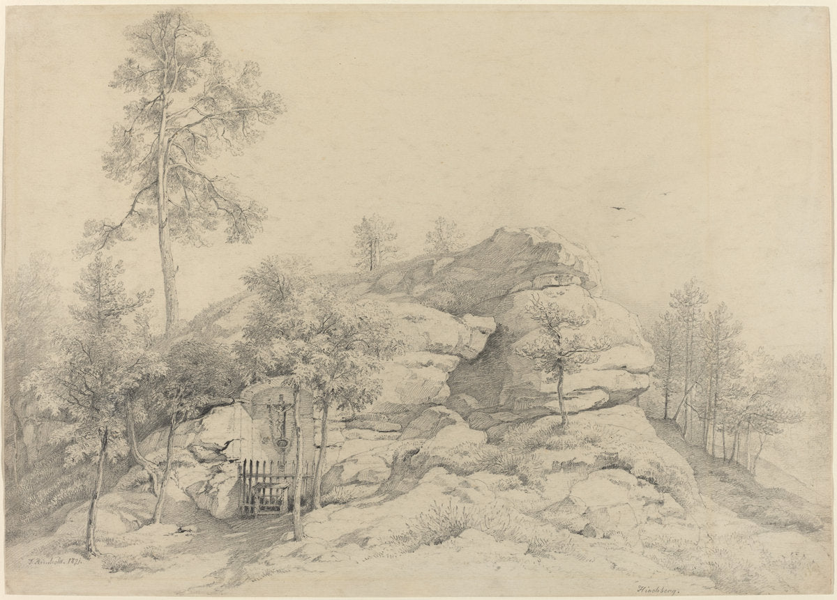 A Wayside Shrine Carved into a Rocky Tor by Friedrich Philipp Reinhold (German, 1779 - 1840), 16X12"(A3)Poster Print
