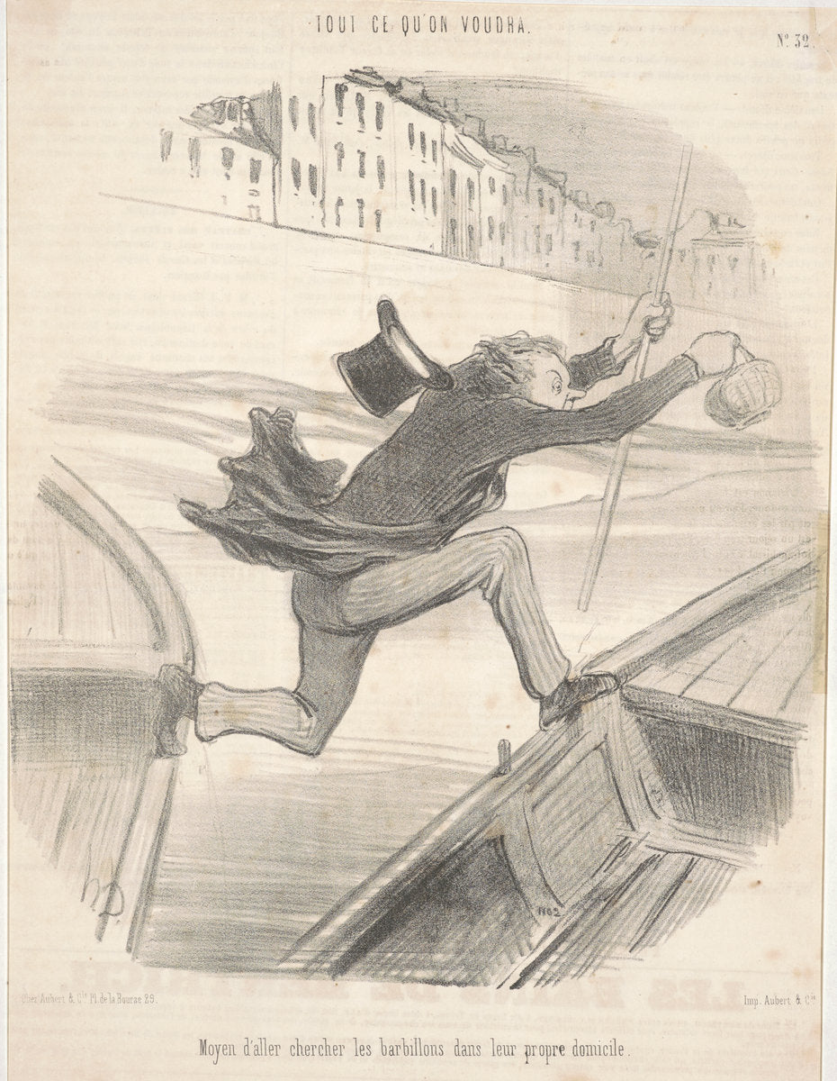 Moyen d'aller chercher les barbillons dans leur propre domicile by Honoré Daumier (French, 1808 - 1879), 16X12"(A3)Poster Print