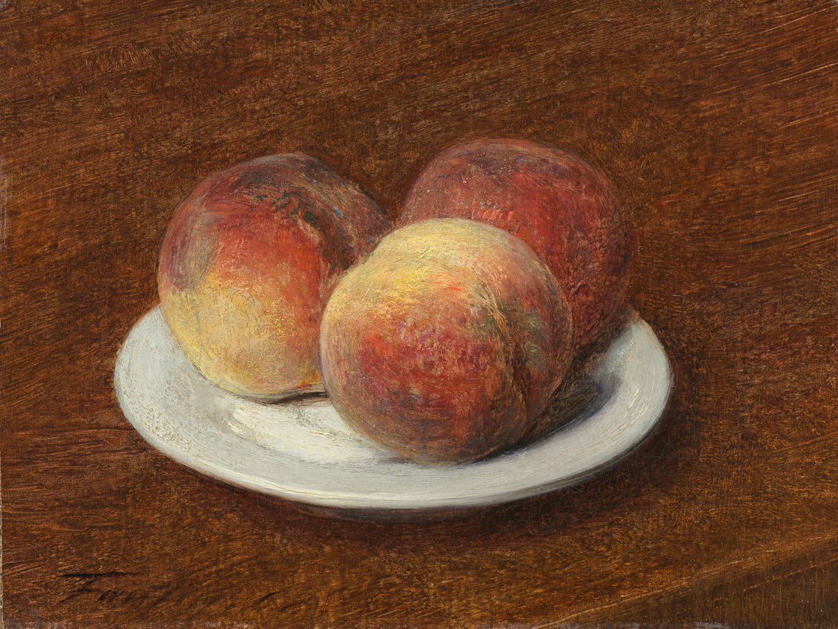 Three Peaches on a Plate by Henri Fantin-Latour (French, 1836 - 1904), 16X12"(A3)Poster Print