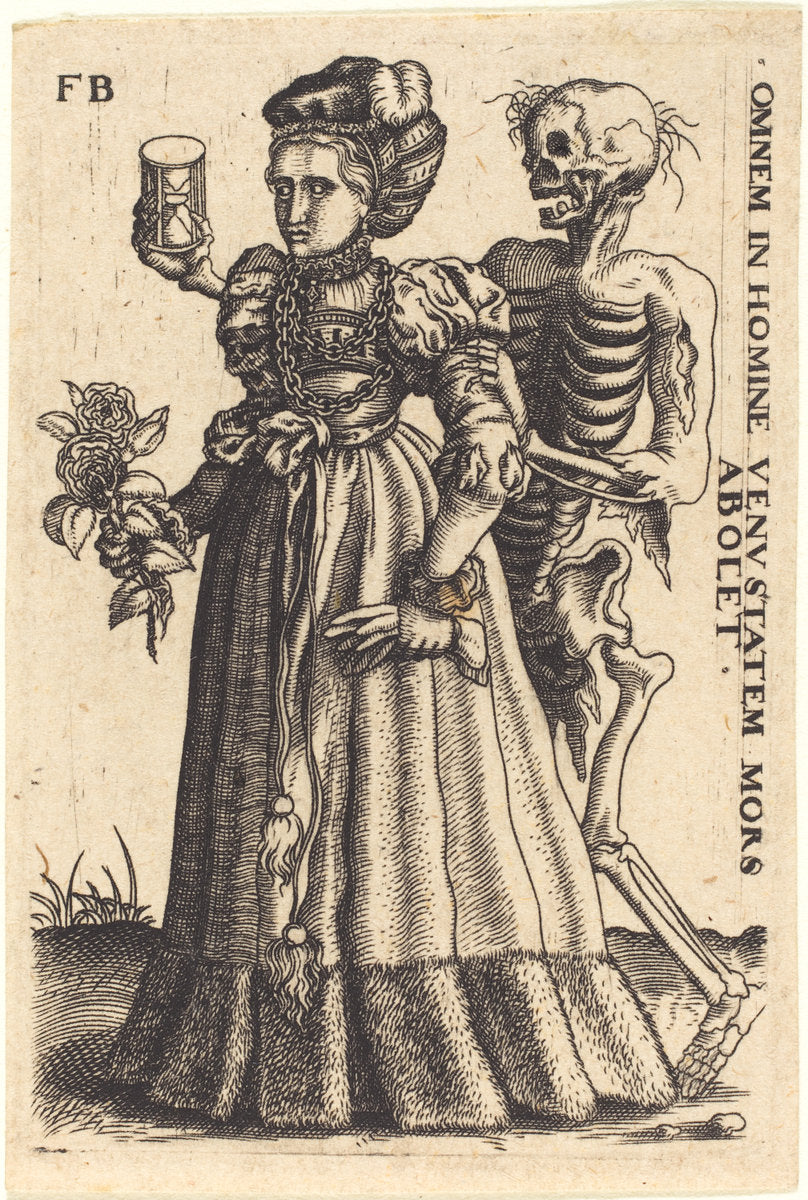 Young Woman and Death by Master F.B. (German, active 16th century), 16X12"(A3)Poster Print