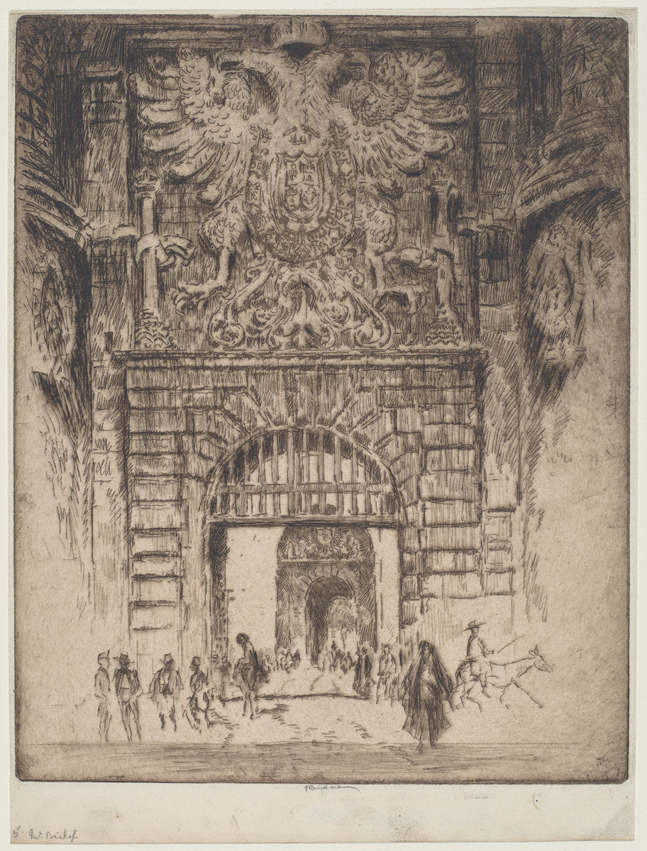 Puerta Visagara, Gate of Madrid, Toledo by Joseph Pennell (American, 1857 - 1926), 16X12"(A3)Poster Print