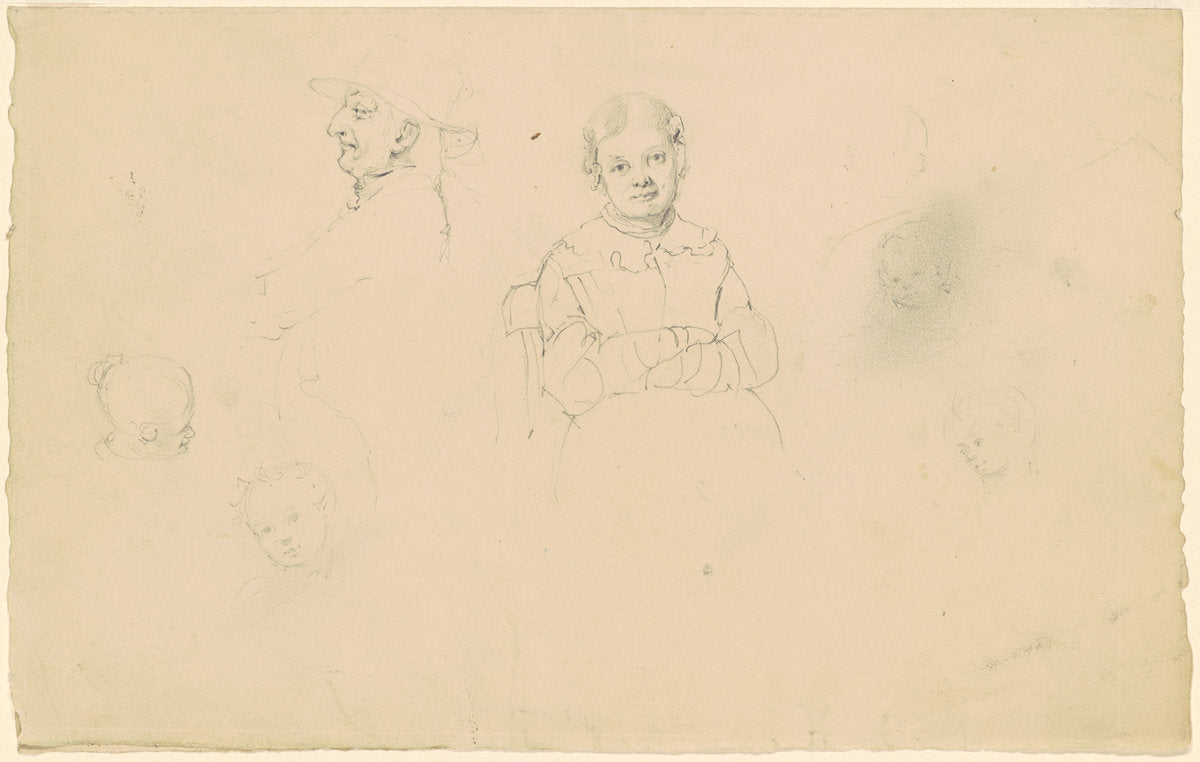 Studies of Figures by James Goodwyn Clonney (American, 1812 - 1867), 16X12"(A3)Poster Print