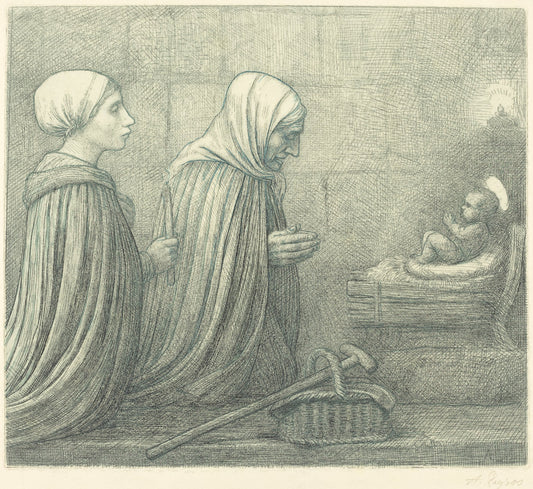 The Manger (La creche) by Alphonse Legros (French, 1837 - 1911), 16X12"(A3)Poster Print