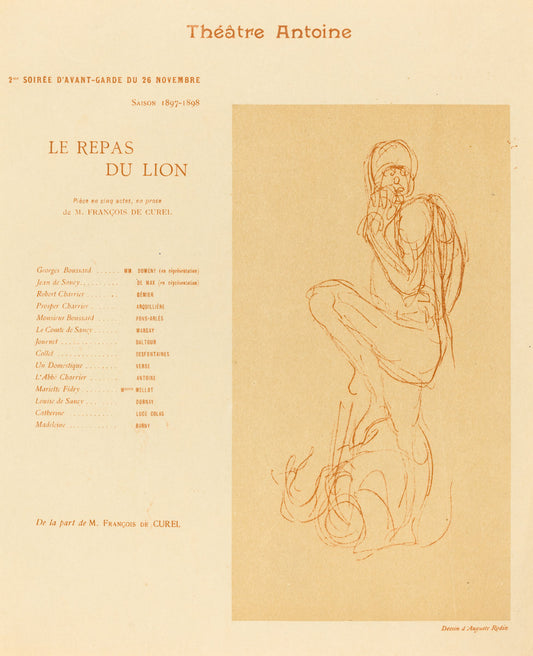 1897 by after Auguste Rodin (Le Repas du lion), 16X12"(A3)Poster Print
