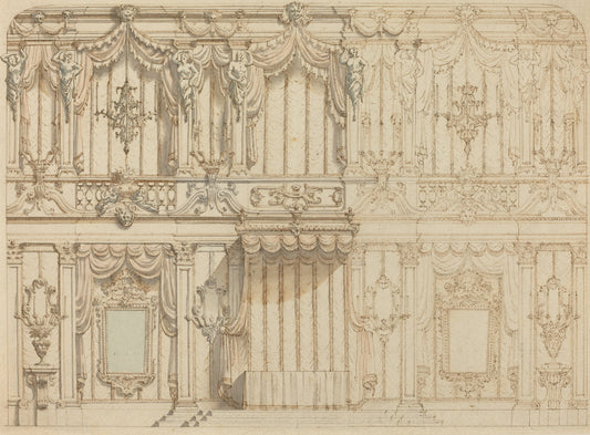 Design for a State Bedroom by Francesco Nicoletti (Italian, died 1776), 16X12"(A3)Poster Print