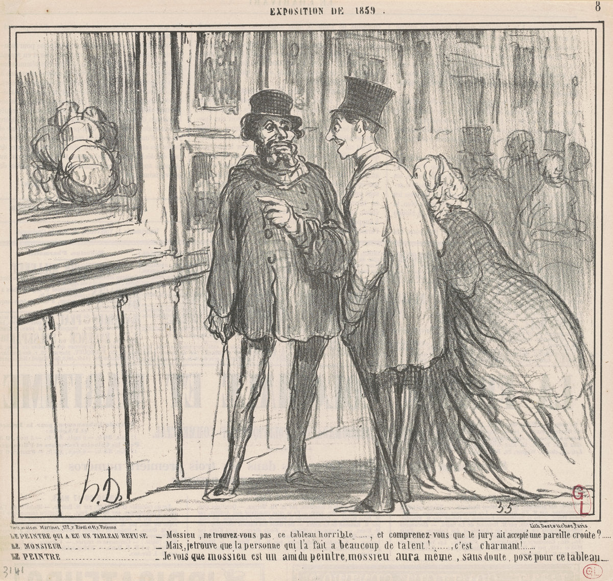 Le peintre qui a eu un tableau refusé ... by Honoré Daumier (French, 1808 - 1879), 16X12"(A3)Poster Print