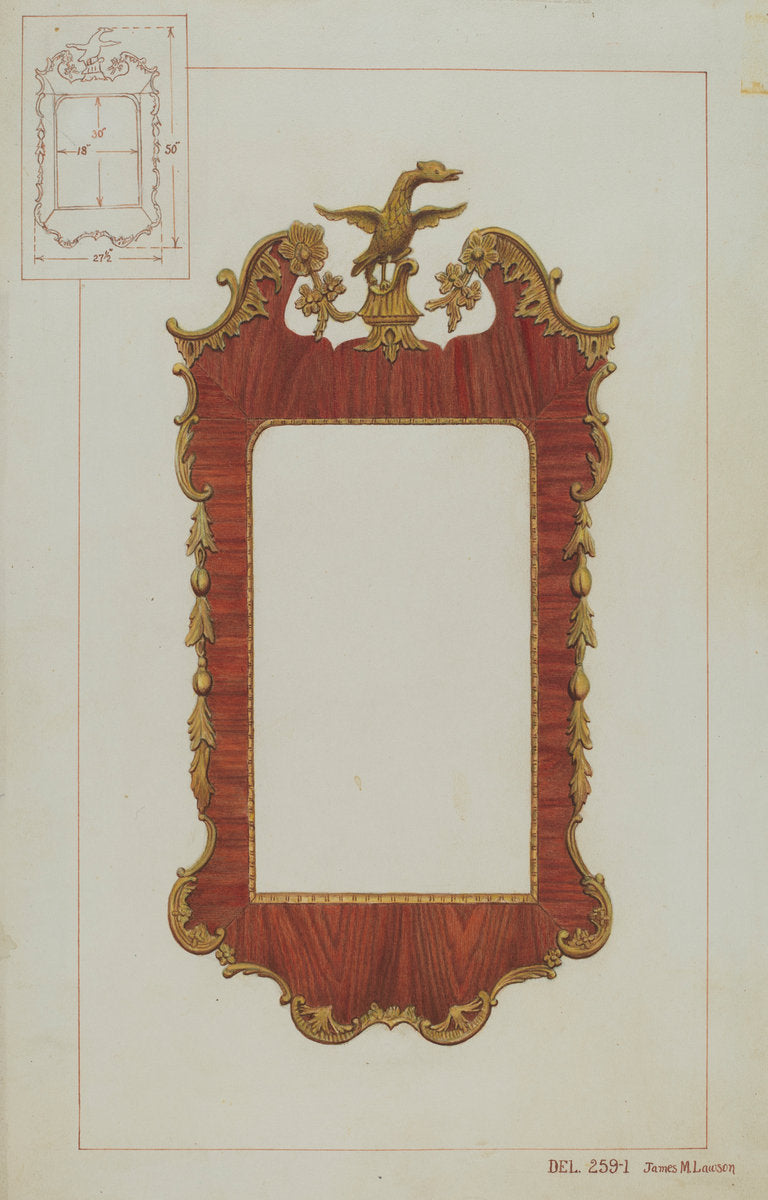 Mirror - Chippendale Style by James M. Lawson (American, active c. 1935), 16X12"(A3)Poster Print