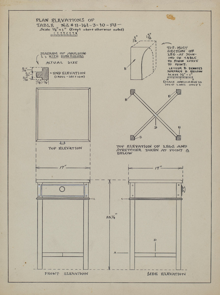 Table (Occassional) by Francis Law Durand (American, active c. 1935), 16X12"(A3)Poster Print