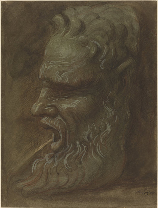 Study of a Mask by Alphonse Legros (French, 1837 - 1911), 16X12"(A3)Poster Print