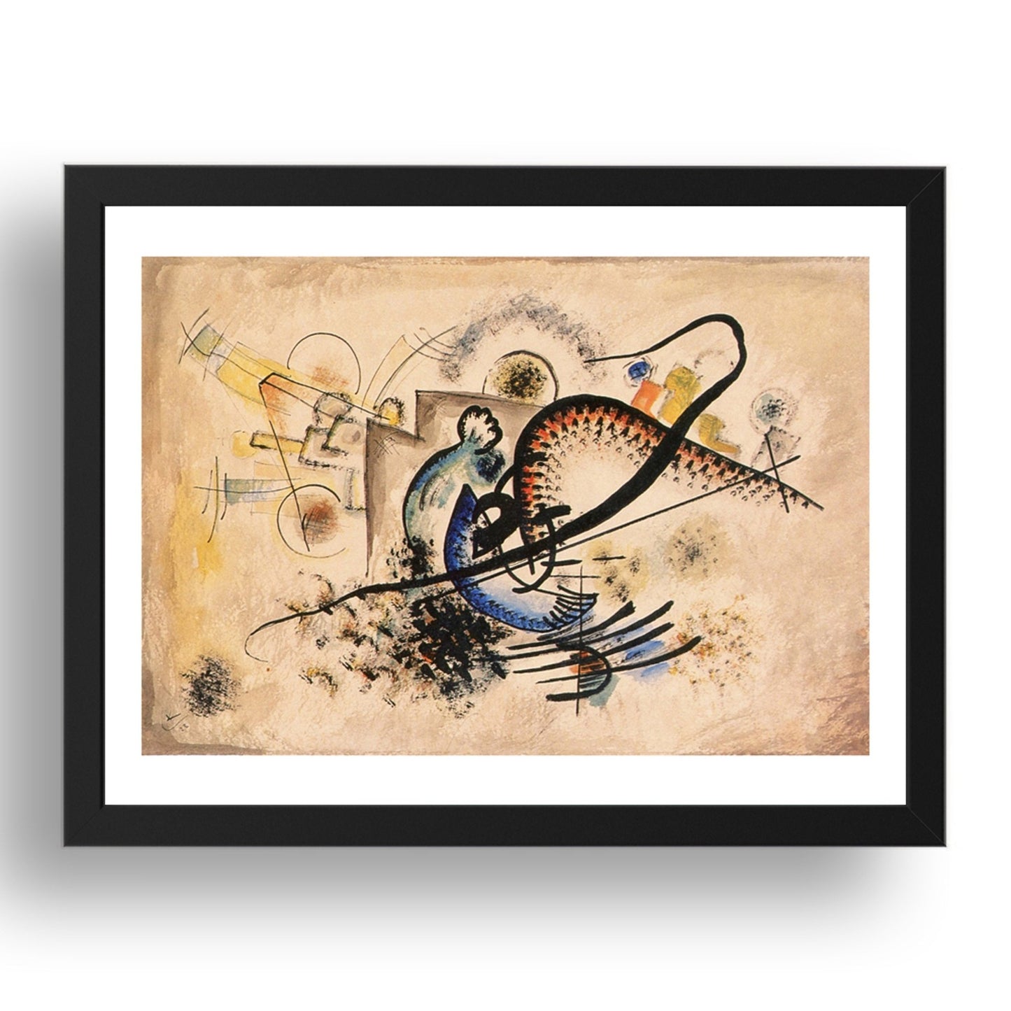 Untitled (also known as The Black Line) 1922 by Wassily Kandinsky, 17x13" Frame