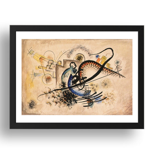 Untitled (also known as The Black Line) 1922 by Wassily Kandinsky, 17x13" Frame