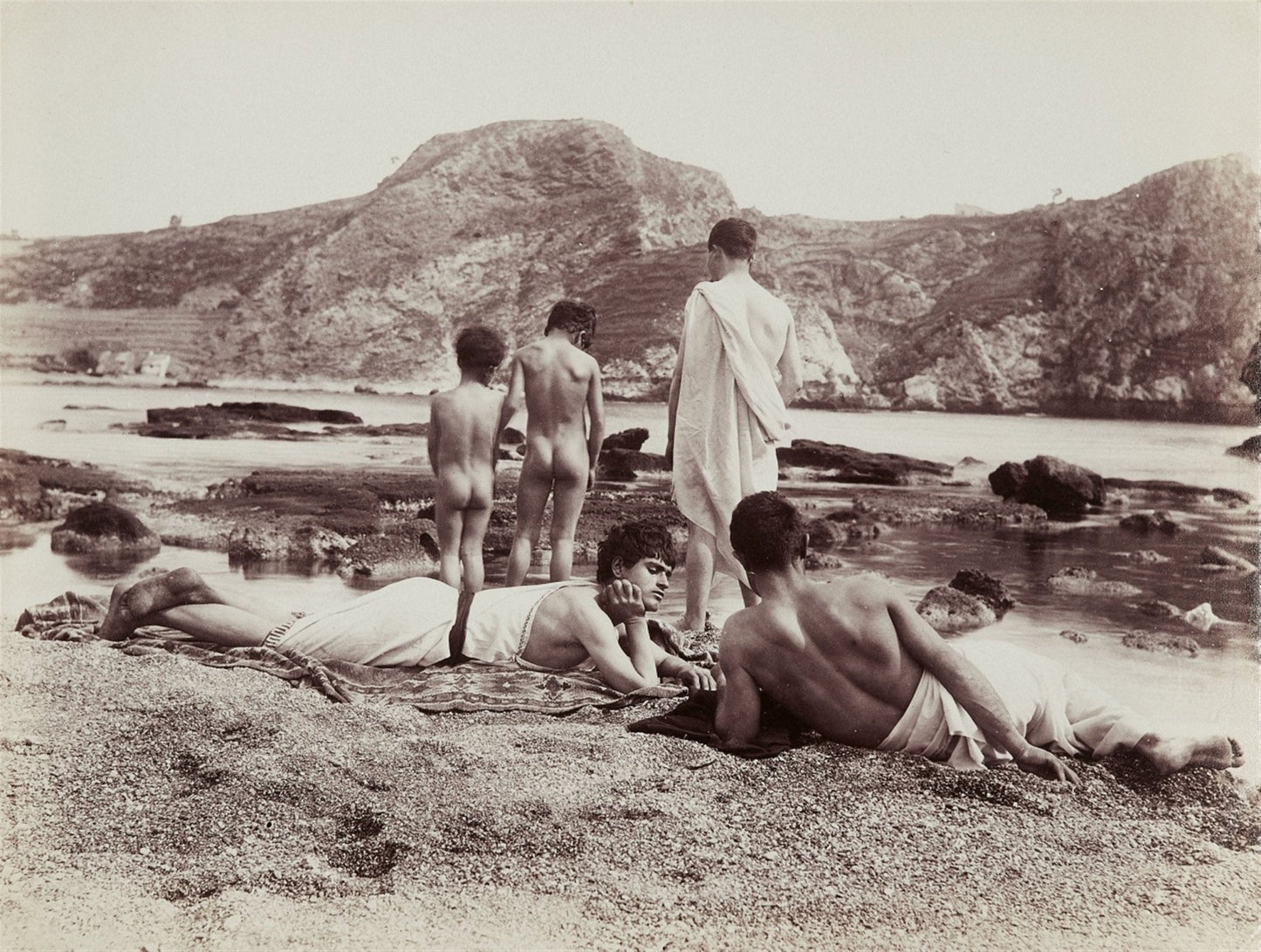 untitled group of men by Wilhelm von Gloeden, histoic photo, 12x8" (a4) Poster Print