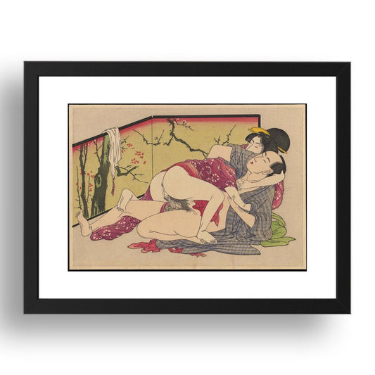 Utagawa School, Graphic Erotic ukiyo-e Japanese Shunga, classic artwork in 17x13"(A3) Frame