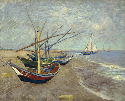 fishing boats on the beach by Vincent Van Gogh, 12x8" (A4) Poster