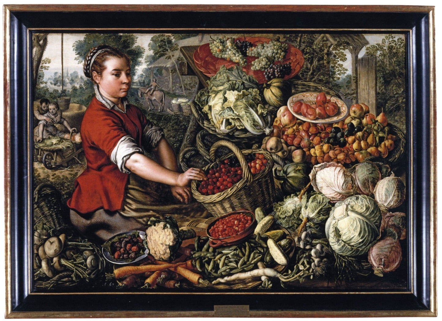Vegetable Vendor, vintage artwork by Joachim Beuckelaer, 12x8" (A4) Poster