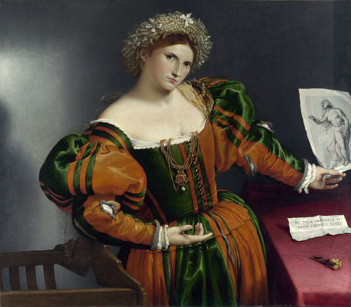 Venetian Woman in the Guise of Lucretia, vintage artwork by Lorenzo Lotto, A3 (16x12") Poster Print