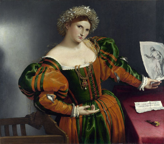 Venetian Woman in the Guise of Lucretia, vintage artwork by Lorenzo Lotto, A3 (16x12") Poster Print