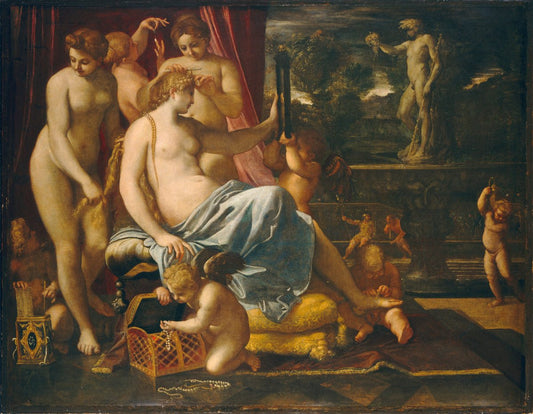 Venus Adorned by  the Graces, vintage artwork by Annibale Carracci, A3 (16x12") Poster Print