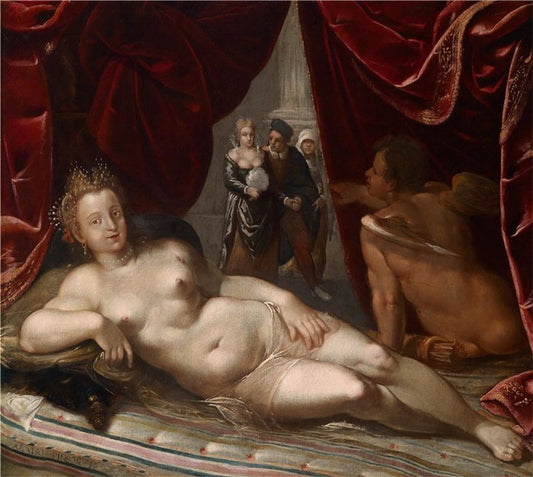 Venus and Сupid, vintage artwork by Louis Finson, 12x8" (A4) Poster