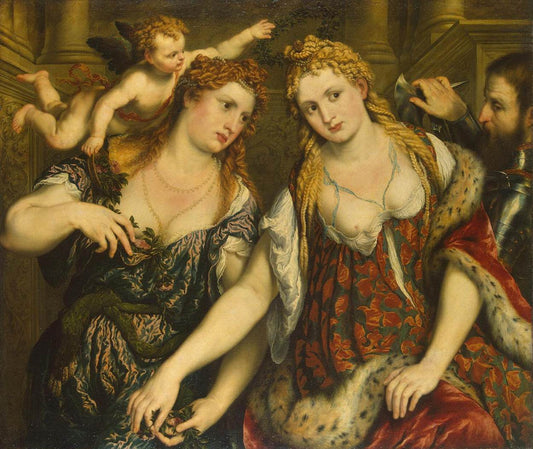 Venus, Flora, Mars and Cupid (An Allegory), vintage artwork by Paris Bordone, A3 (16x12") Poster Print