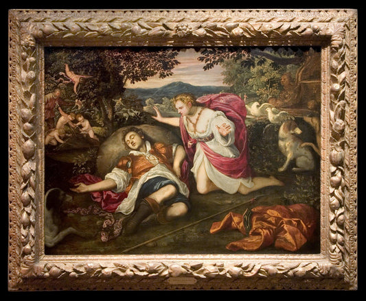 Venus Lamenting Death of Adonis., vintage artwork by Domenico Tintoretto, A3 (16x12") Poster Print