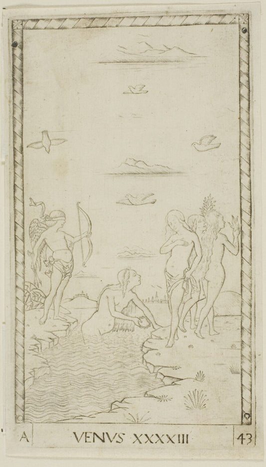 Venus, plate 43 from Planets and Spheres by  Master of the E-Series Tarocchi, 23x16"( A2 size ) Poster Print