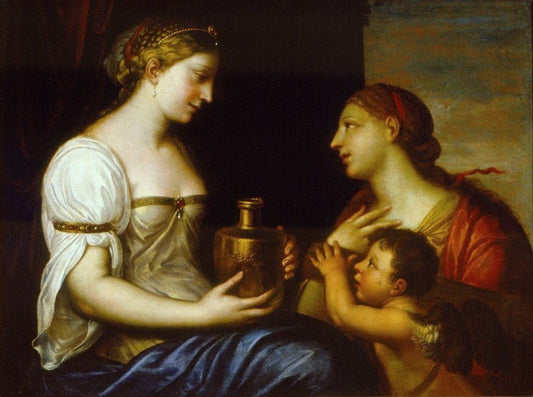 Venus, Psyche and Cupid, vintage artwork by Alessandro Varotari, A3 (16x12") Poster Print