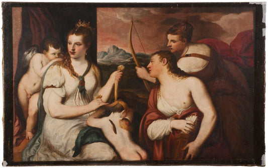 Venus Ties Cupid's Eyes, vintage artwork by Andrea Schiavone, A3 (16x12") Poster Print