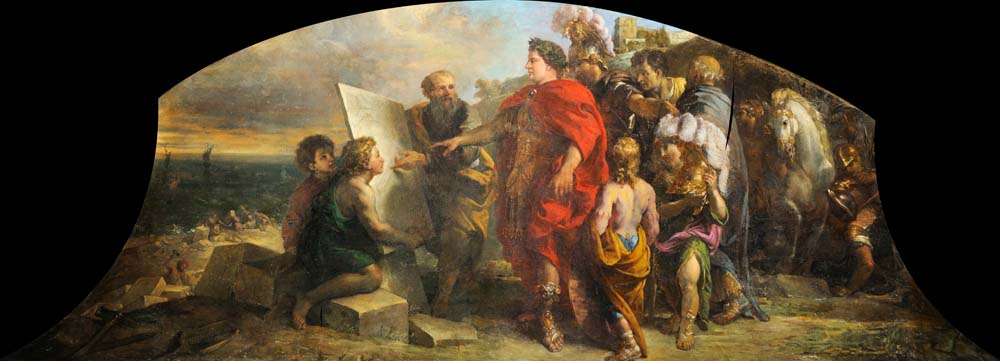 augustus building the port of misena by C. de La Fosse, 12x8" (A4) Poster