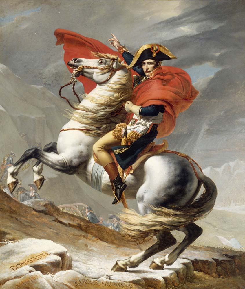 bonaparte crossing the grand st bernard pass by J.L. David, 12x8" (A4) Poster