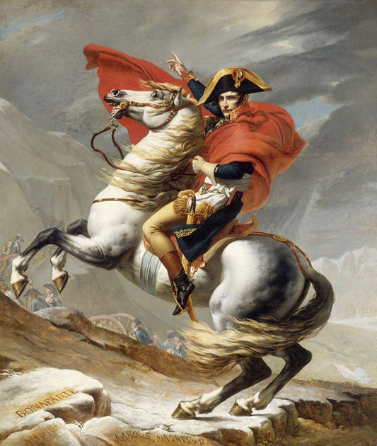 bonaparte crossing the grand st bernard pass by J.L. David, 12x8" (A4) Poster
