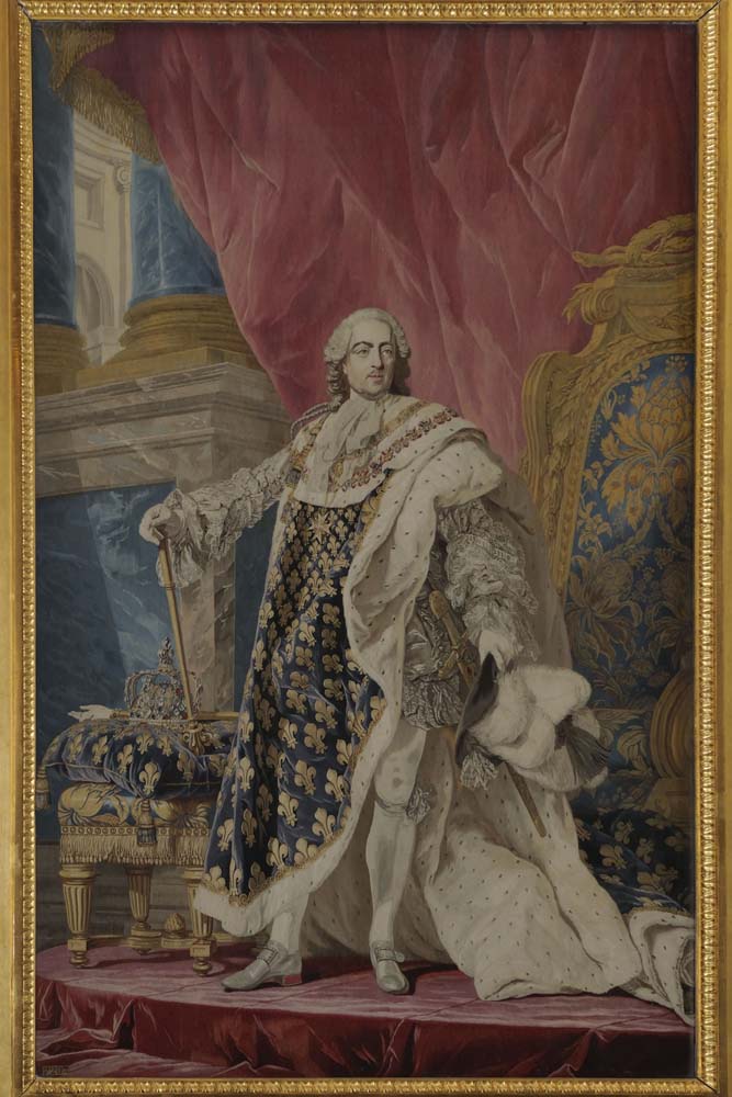 portrait of louis xv in his royal costume by P. F. Cozette, 12x8" (A4) Poster