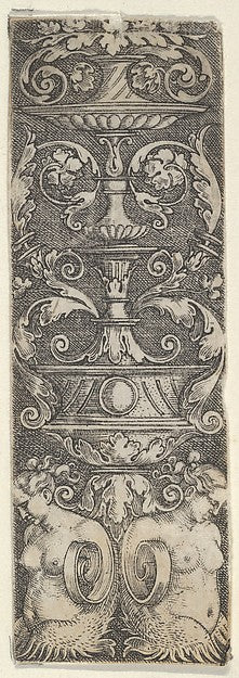 Vertical Panel with a Candelabrum Supported by Two Half-Length, vintage art, A3 (16x12") Poster Print