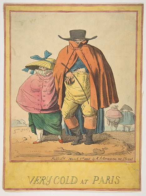 Very Cold at Paris March 1, 1806-Anonymous, British, 19th cent, vintage art, A3 (16x12") Poster Print
