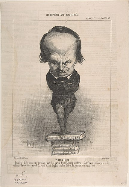 Victor Hugo July 20, 1849-Honoré Daumier , vintage art, A3 (16x12") Poster Print