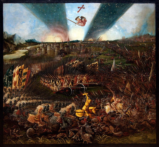 Victory of Charlemagne in Front of Regensburg, vintage artwork by Albrecht Altdorfer, A3 (16x12") Poster Print