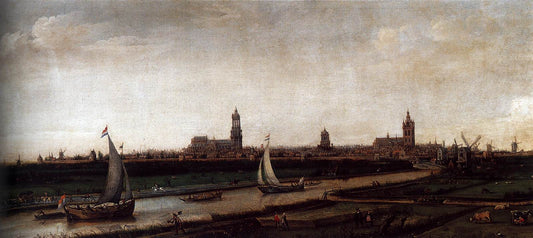 View of Delft from the Northwest, vintage artwork by Hendrick Vroom, A3 (16x12") Poster Print