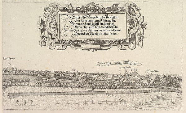 View of Nuremberg  to the east  right plate 1552-Hanns Lautens, vintage art, A3 (16x12") Poster Print