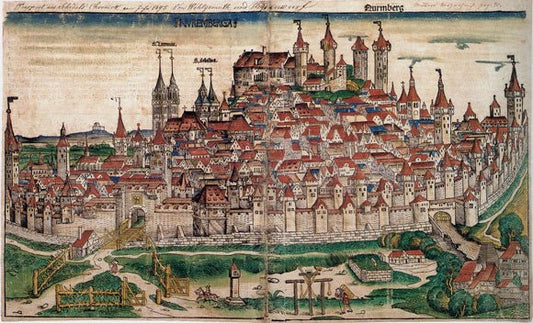 View of Nuremberg, vintage artwork by Wilhelm Pleydenwurff, A3 (16x12") Poster Print