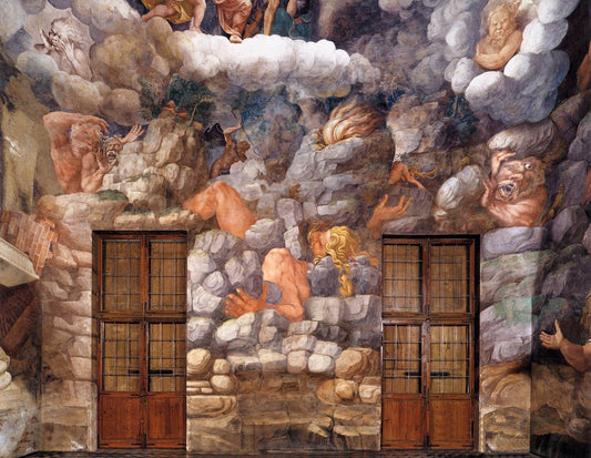 View of the Sala dei Giganti (East wall), vintage artwork by Giulio Romano, A3 (16x12") Poster Print