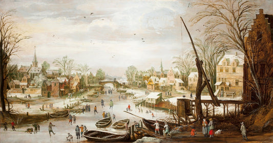 Village in Winter, vintage artwork by Joos de Momper the Younger, A3 (16x12") Poster Print