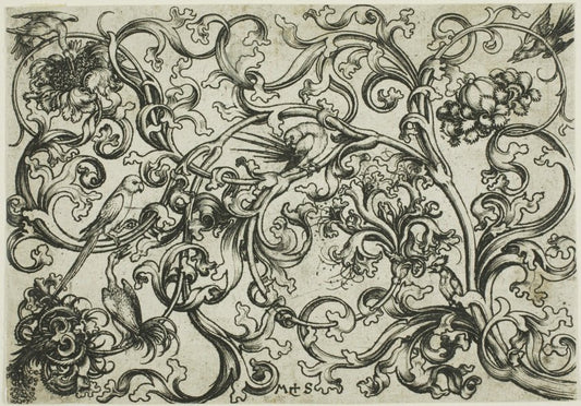 Vine Ornament with Birds by  Martin Schongauer, 23x16"( A2 size ) Poster Print