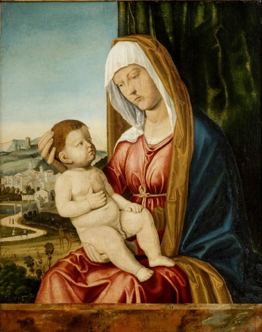 Virgin and Child before a Landscape, vintage artwork by Cima da Conegliano, A3 (16x12") Poster Print