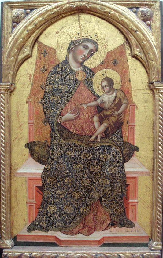Virgin and Child (detail from Polyptych), vintage artwork by Paolo Veneziano, A3 (16x12") Poster Print