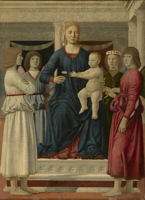 Virgin and Child Enthroned with Four Angels, vintage artwork by Piero della Francesca, A3 (16x12") Poster Print