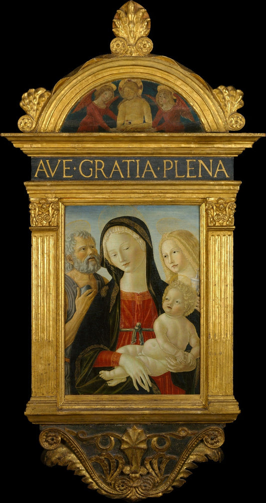 Virgin and Child with a Donor and Angel, vintage artwork by Workshop of Francesco di Giorgio Martini, A3 (16x12") Poster Print
